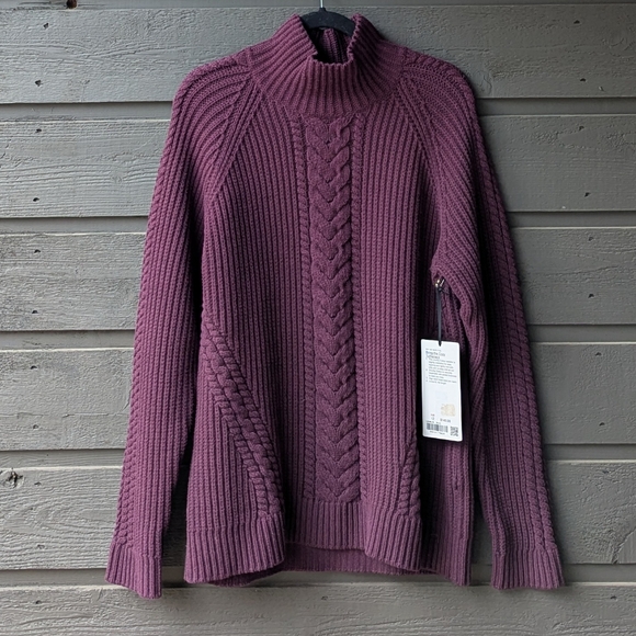 lululemon athletica Sweaters - NWT Bring the Cozy Turtleneck Sweater Burgundy Cable Knit Size 12